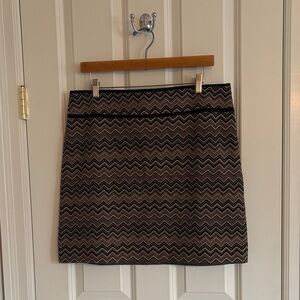 LOFT Black and Tan Chevron Pencil Skirt